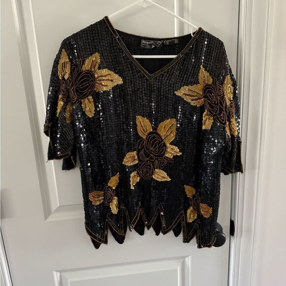 Stunning vintage handmade beaded silk top - Picture 1 of 4